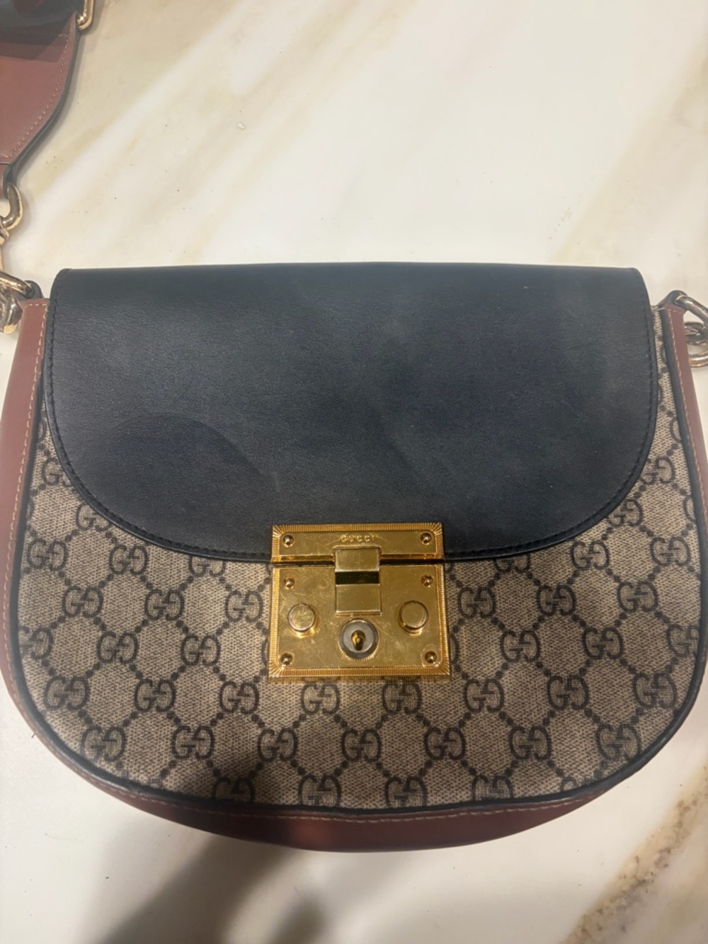 black and brown cucči cross bag with strap - Picture 3 of 4